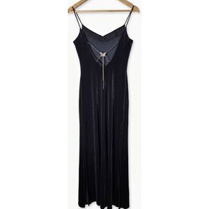 Y2k Niki livas womens small Long maxi dress velvet gray evening cocktail